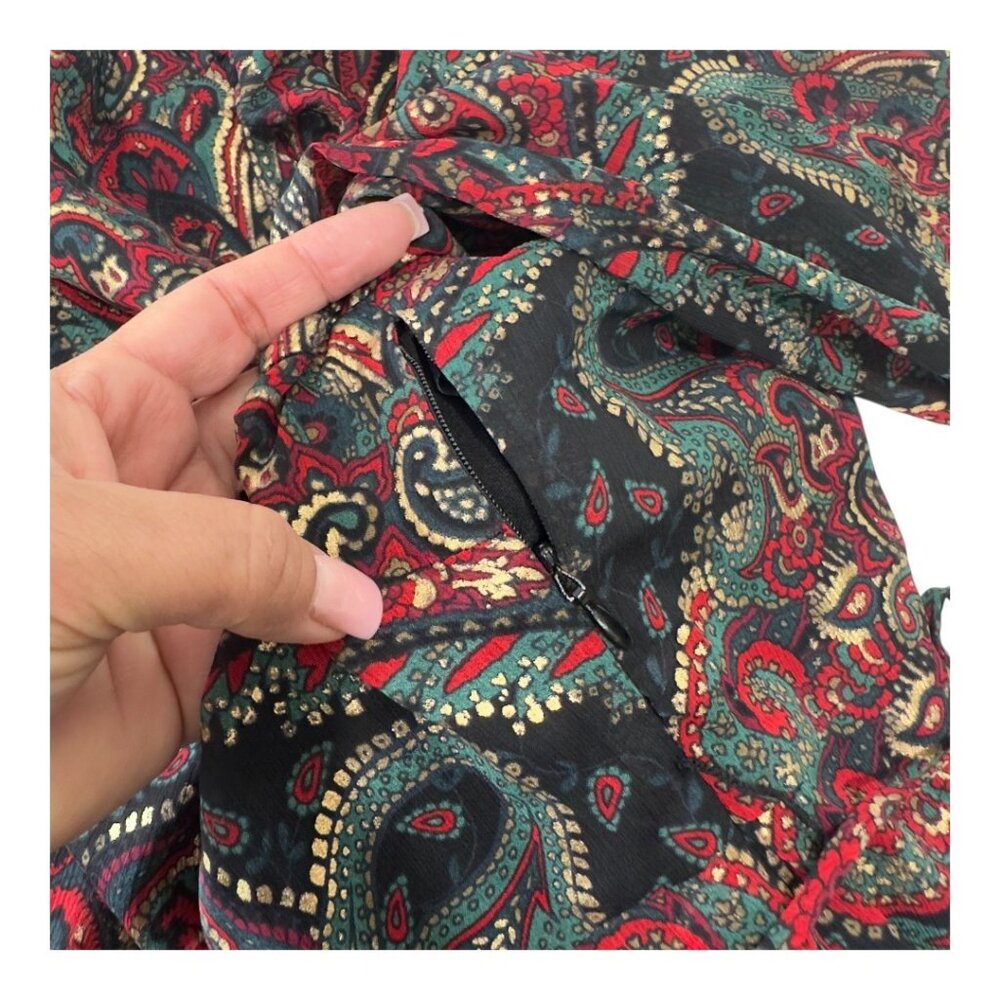 Tommy Hilfiger Women Paisley Print Long Sleeve Dress Keyhole Back Lined Size 18 - Picture 9 of 13